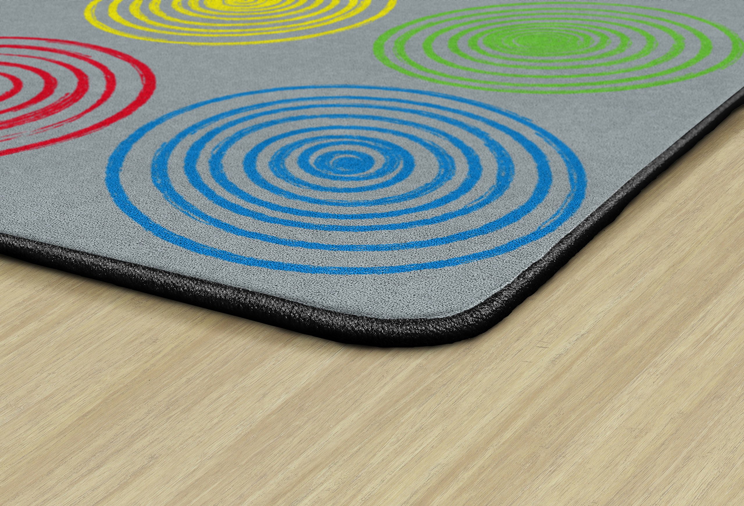 Flagship Carpets Circles Abstract Educational Area Rug for Kids Room Seating Décor, Children's Classroom, Play Carpet for Teaching and Playroom, Seats 24, 7'6