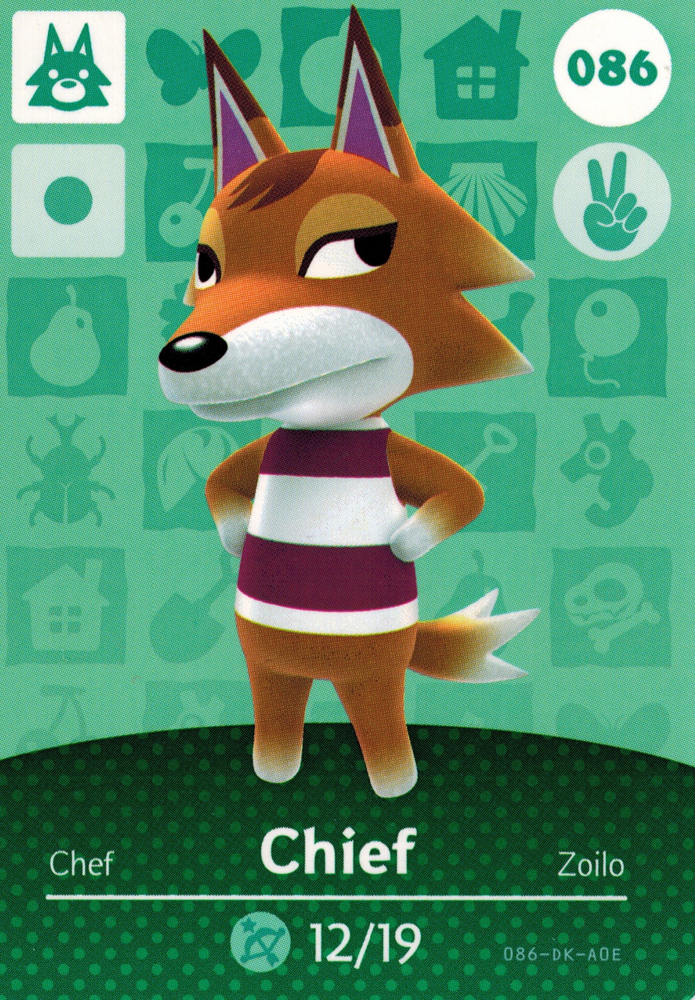 Animal Crossing Happy Home Designer Amiibo Card Chief 086/100