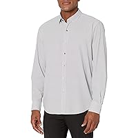 Bugatchi Men's Long Sleeve Point Collar Shaped Performance Woven