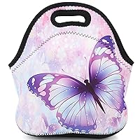 Neoprene Reusable Insulated Lunch Bag School Office Outdoor Thermal Carrying Gourmet Lunchbox Lunch Tote Container Tote Cooler Warm Pouch For Men,Women,Adults,Kids,Girls,Boys (Nice Butterfly)