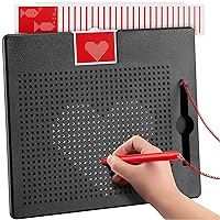 Magnetic Drawing Board for Toddlers & Kids with Beads and Drawing Stylus - Toddler Doodle Board & Sketch Toys for Girls & Boys - Airplane & Car Ride Travel Activities for Kids (713 Beads)