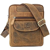 Designer Unisex Real Hunter Leather Cross Body Messenger Bag #505 (Brown)