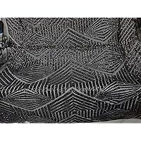Sequins Black, Geometric Design,Bridal Power mesh Corded Fabric 50