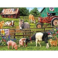 750 Piece Puzzle for Adults Sharon Steele A Day On The Farm Whimsical Country Farm Jigsaw Puzzle from KI Puzzles