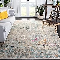 SAFAVIEH Madison Collection Area Rug - 8' x 10', Grey & Gold, Boho Abstract Distressed Design, Non-Shedding & Easy Care, Ideal for High Traffic Areas in Living Room, Bedroom (MAD425F)
