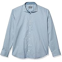 Bugatchi Men's Long Sleeve Shaped Fit 100% Cotton Button Down Shirt with Spread Collar