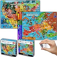 Think2Master Colorful United States Map & Map of Europe 1000 Pieces Jigsaw Puzzle for Kids 12+, Teens, Adults & Families. Great Gift for stimulating Interest in The USA Map. Size: 26.8” X 18.9”