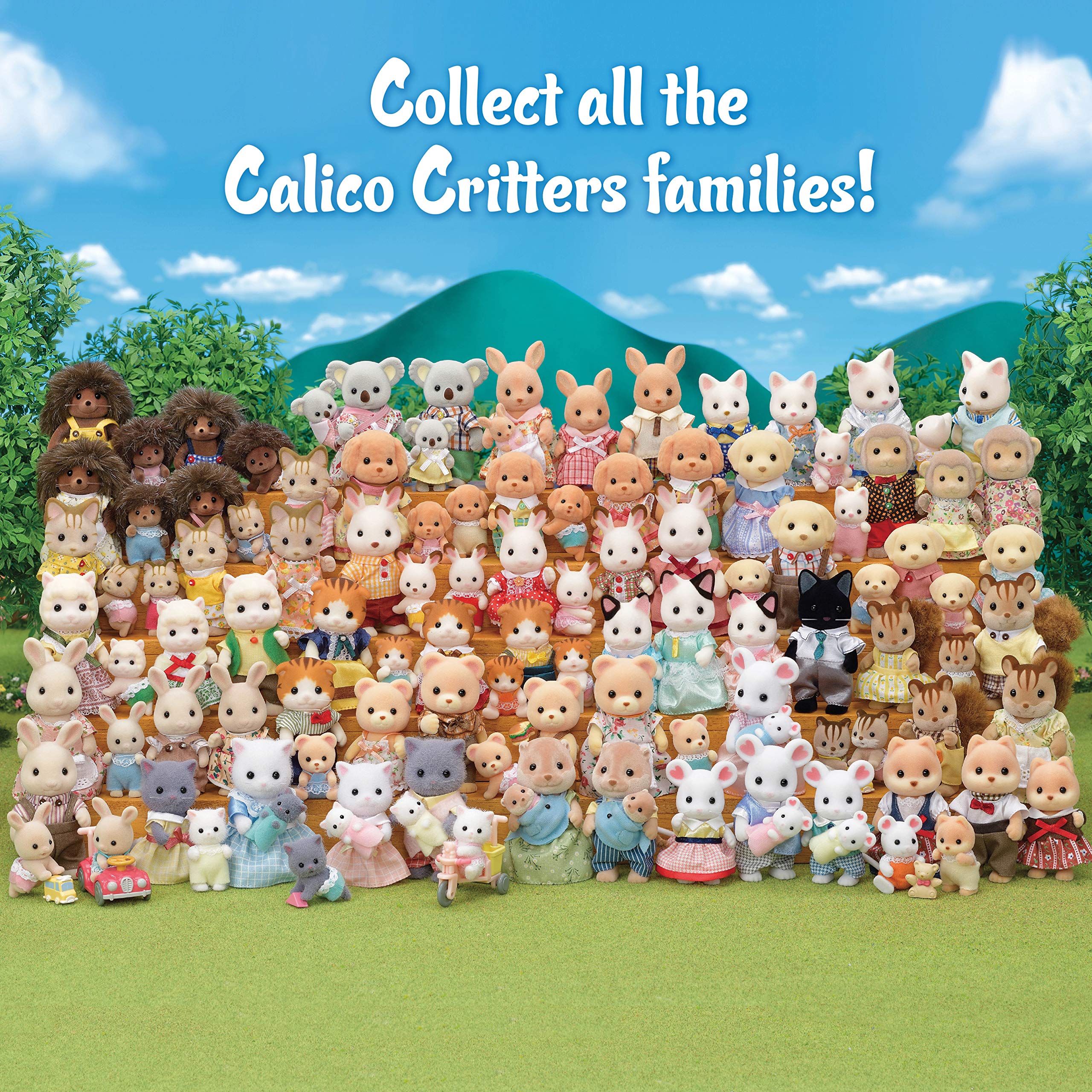 Calico Critters, Marshmallow Mouse Family, Dolls, Dollhouse Figures, Collectible Toys, 3 inches