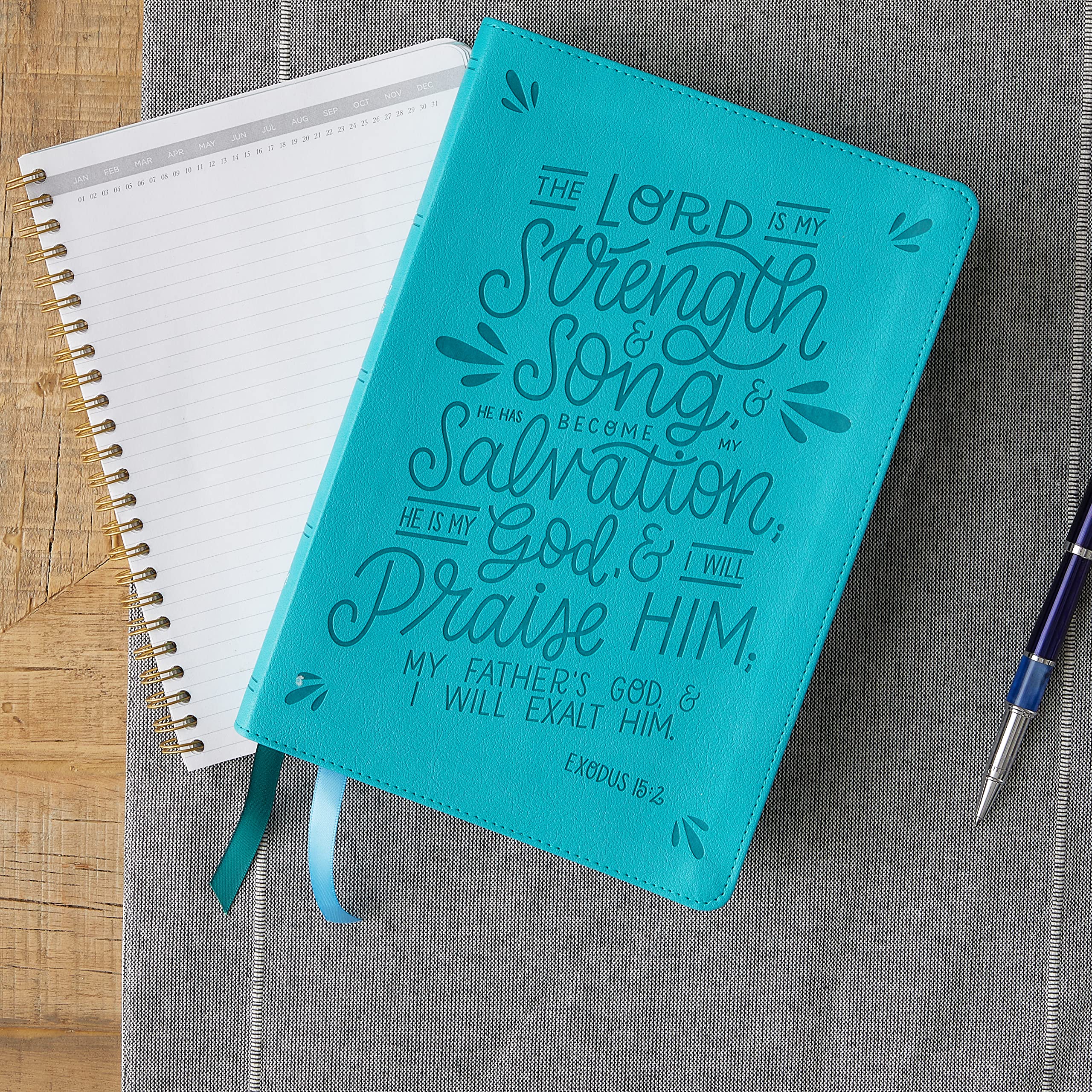 NKJV, Thinline Bible, Verse Art Cover Collection, Leathersoft, Teal, Red Letter, Comfort Print: Holy Bible, New King James Version