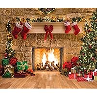 SJOLOON 12x10FT Christmas Photography Backdrops Child Christmas Fireplace Decoration Background for Photo Studio 11209