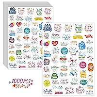 1000 PCS Inspirational Words Sticker, 20 Sheets Clear Water/Oil/Tear Resistant Labels- Remove with No Residue Left, Colorful Encouraging Scripture Decals for Bottles Computer Planner Scrapbooks Album