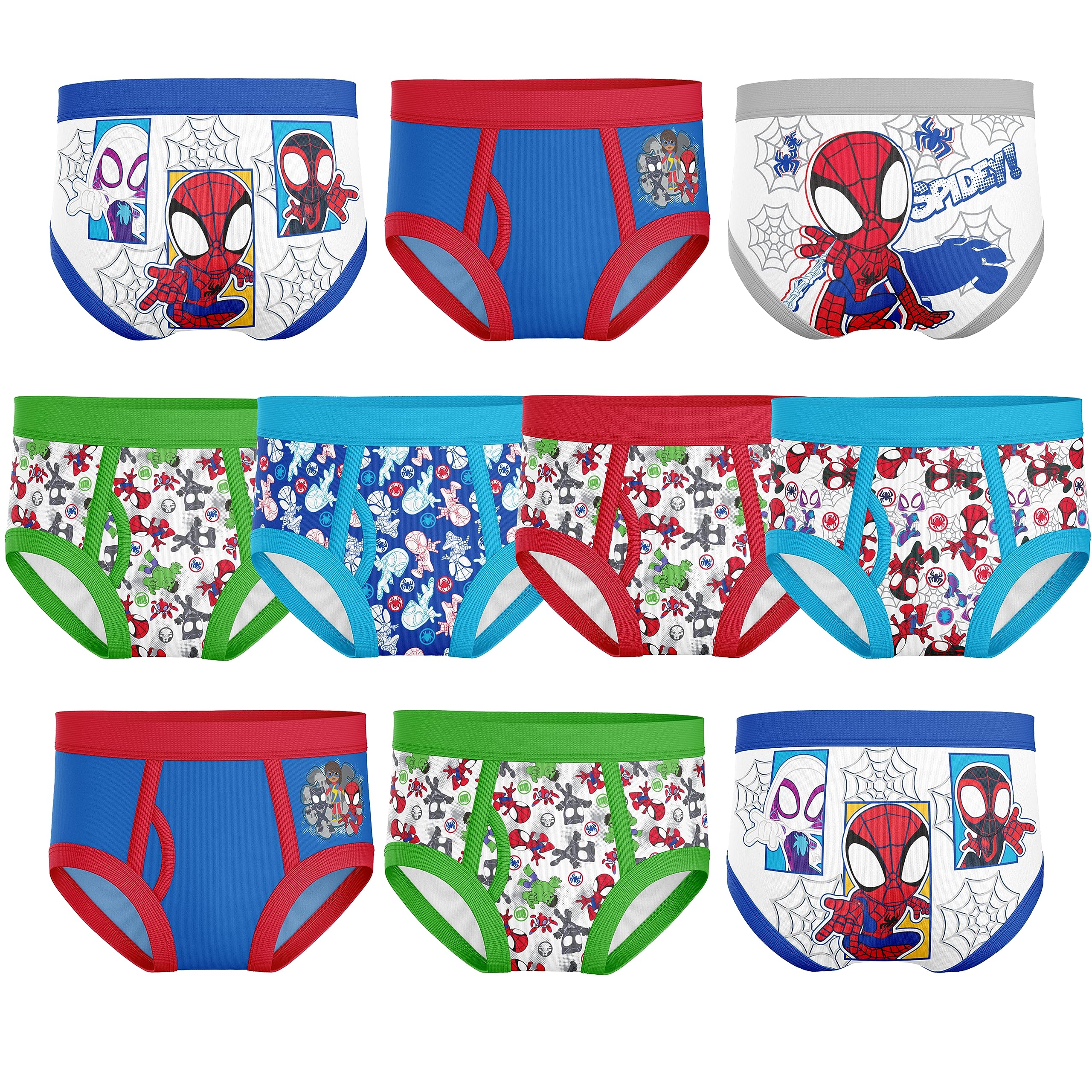 Marvel Boys' Toddler Spiderman and Superhero Friends 100% Combed Cotton Underwear Multipacks with Iron Man, Hulk & More