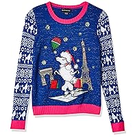 Blizzard Bay Little Girl's L/S Crew Neck Christmas Poodle Sweater Sweater, Blue Combo, 6