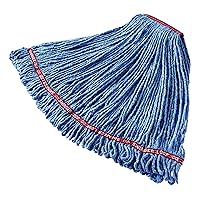 Rubbermaid Commercial Products Swinger Loop Mop Head Replacement, 1-Inch Headband, Large, Blue, Heavy Duty Industrial Wet Mop For Floor Cleaning Office/School/Stadium/Banquet Room/Lobby/Restaurant
