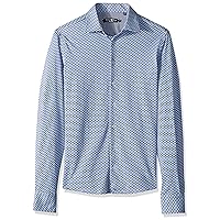 Stone Rose Men's Cotton Knit Geometric Print Long Sleeve Shirt