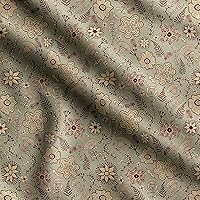 Soimoi Polyester Georgette Fabric Clipart Fabric Prints by Yard 52 Inch Wide, Beige