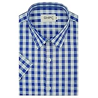 by Arihant Men's 100% Cotton Plaid Checks Half Sleeves Regular Fit Formal Shirt, Blue 1, 40