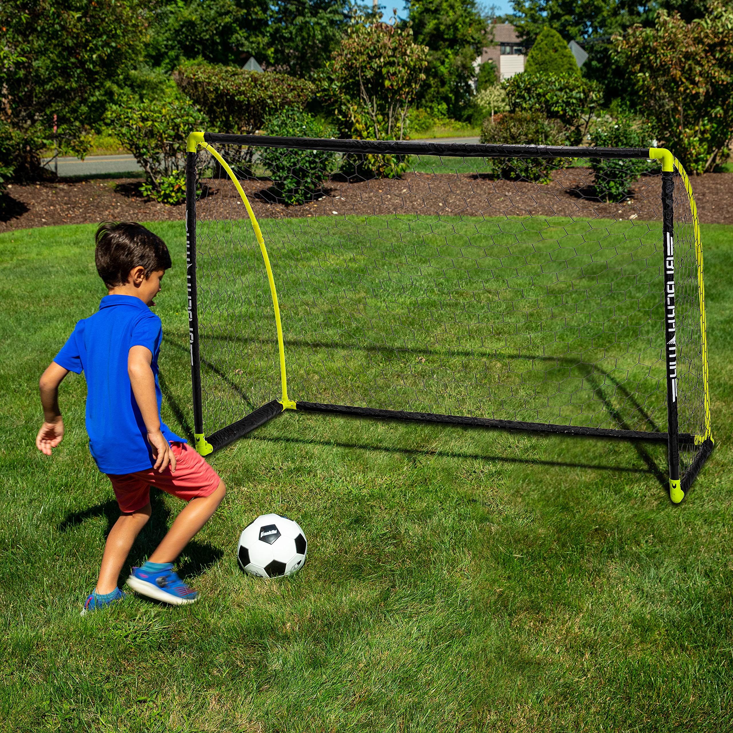 Franklin Sports Portable Soccer Goal - Kids Backyard Soccer Net - 6 x 4 Foot - All-Weather, Durable, Easy Storage - Blackhawk Goal