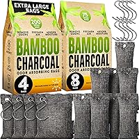 Charcoal Bags Odor Absorber (Large, 4 Pack, 200g each) and Bamboo Charcoal Air Purifying Bags (8 Pack) Bundle