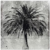 Palm Tree Wall Art Reverse Printed on Tempered Glass Leaf Ready to Hang,Living Room,Bedroom ＆ Office, 24