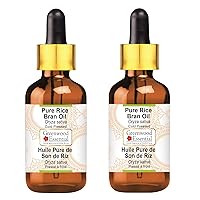 Pure Rice Bran Oil (Oryza Sativa) with Glass Dropper Cold Pressed (Pack of Two) 100ml X 2 (6.76 oz)