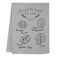 Moonlight Makers - Sourdough Icons, Sourdough Inspired Wash Cloths for Bakers and Bread Lovers - Fun Apartment Essentials, Flour Sack Kitchen Towels, White or Gray (Gray)