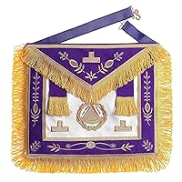 Past Grand Master Blue Lodge Apron - Purple With Gold Emblem With Wreath
