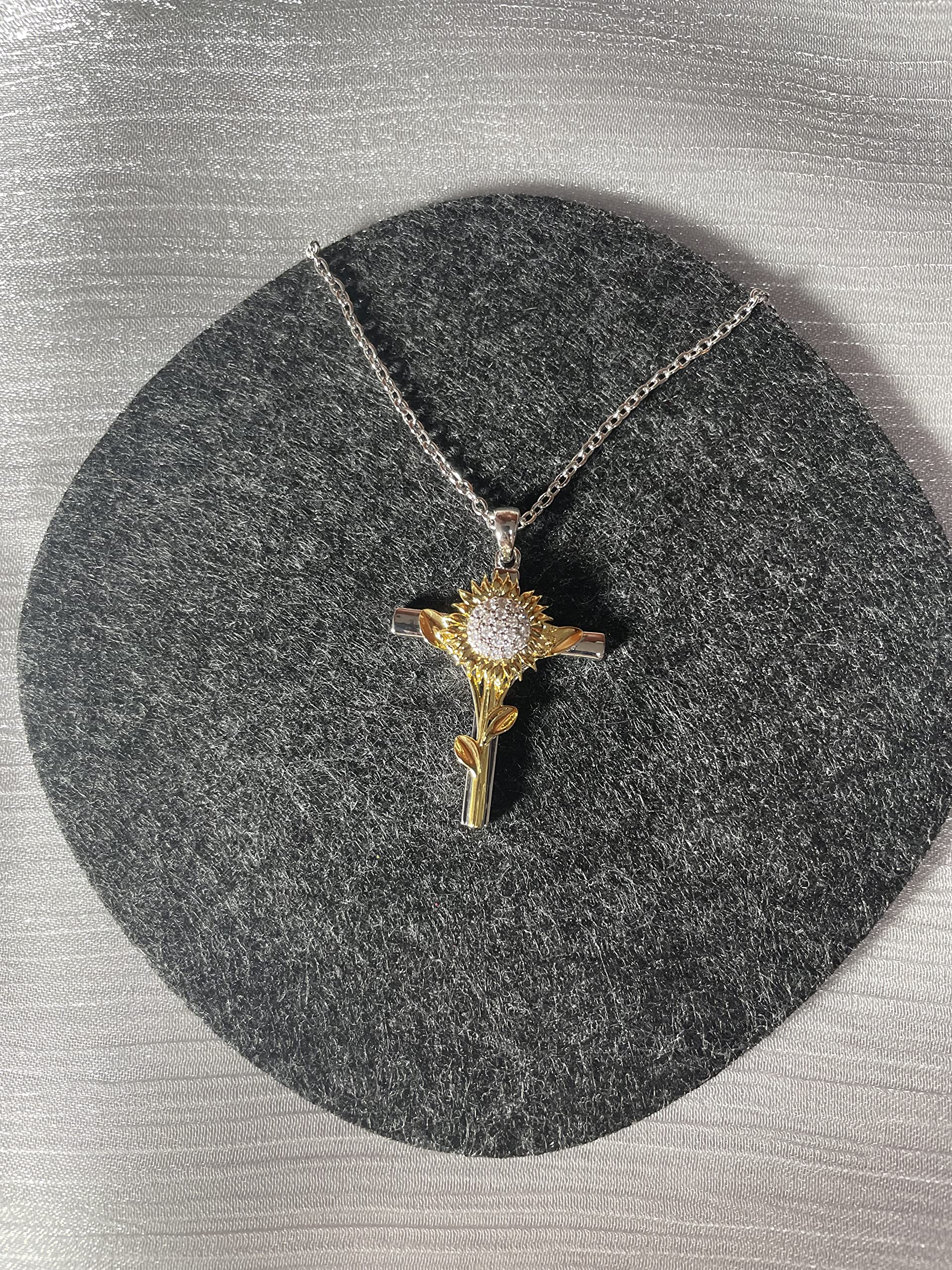TFJS Sunflower Cross Necklace Silver 18K Gold Plated Women Men Halloween Christmas Valentine's Day Birthday Mother's Day Lady jewelry gift