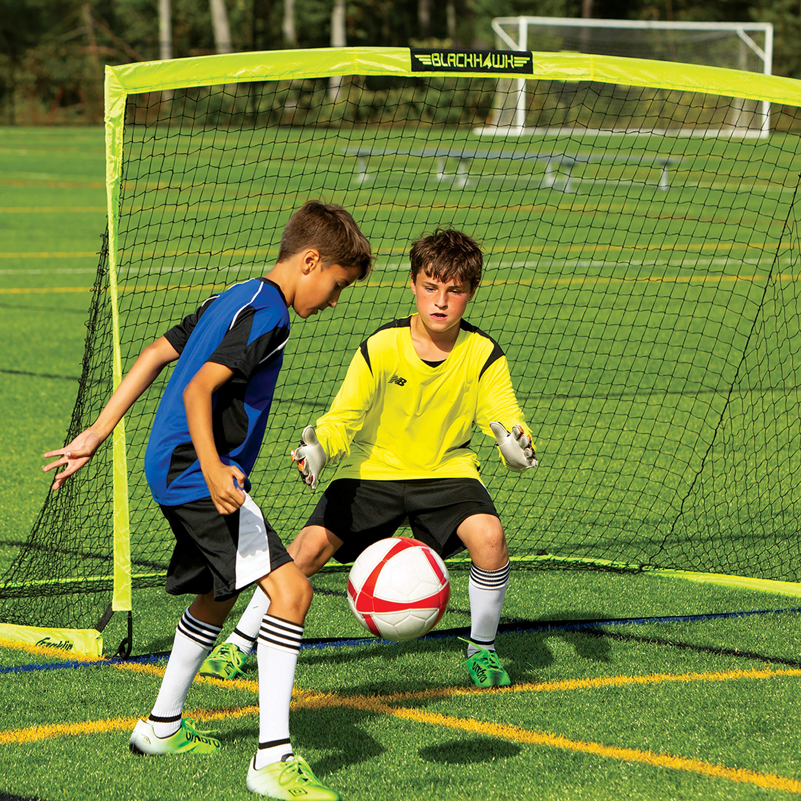 Franklin Sports Blackhawk Backyard Soccer Goal - Portable Pop Up Soccer Nets - Youth + Adult Folding Indoor + Outdoor Goals - Multiple Sizes + Colors - Perfect for Games + Practice