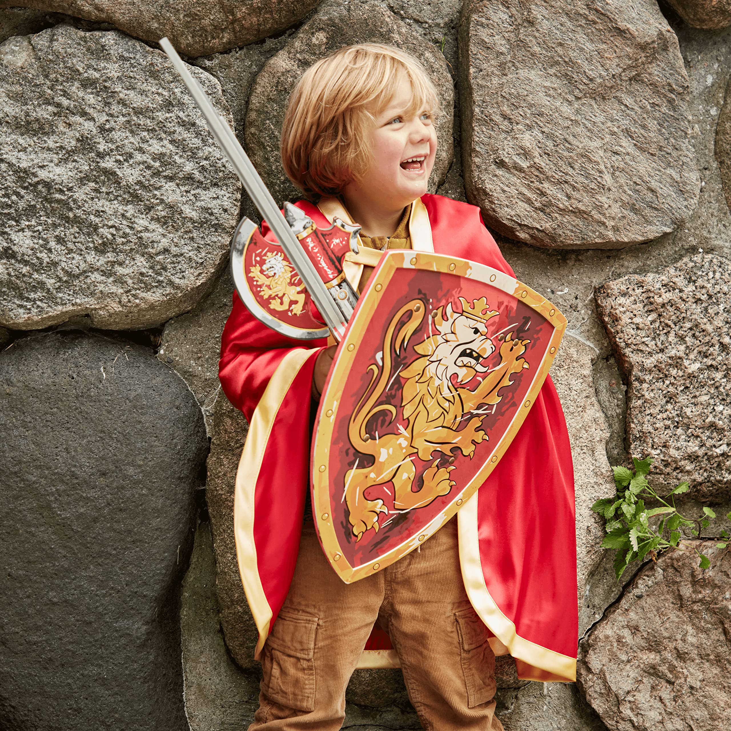 Liontouch Noble Knight Sword, Red | Medieval Pretend Play Foam Toy for Children with Golden Lion Theme | Safe Weapons & Battle Armor for Kid’s Dress Up & Costumes