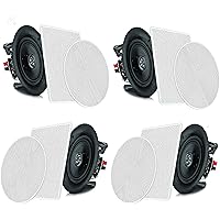 6.5” 4 Bluetooth Flush Mount In-wall In-ceiling 2-Way Speaker System Quick Connections Changeable Round/Square Grill Polypropylene Cone & Tweeter Stereo Sound 4 Ch Amplifier 200 Watt - PDICBT266