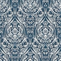 NuWallpaper NU1689 Bohemian Damask Indigo Peel & Stick Wallpaper, Blue