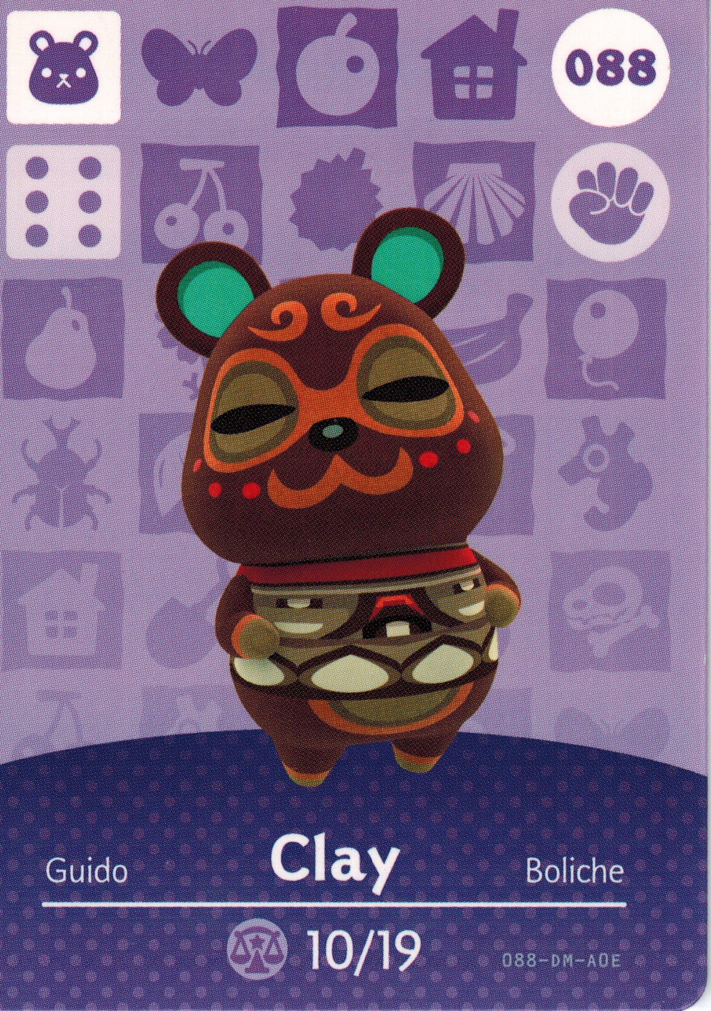 Animal Crossing Happy Home Designer Amiibo Card Clay 088/100