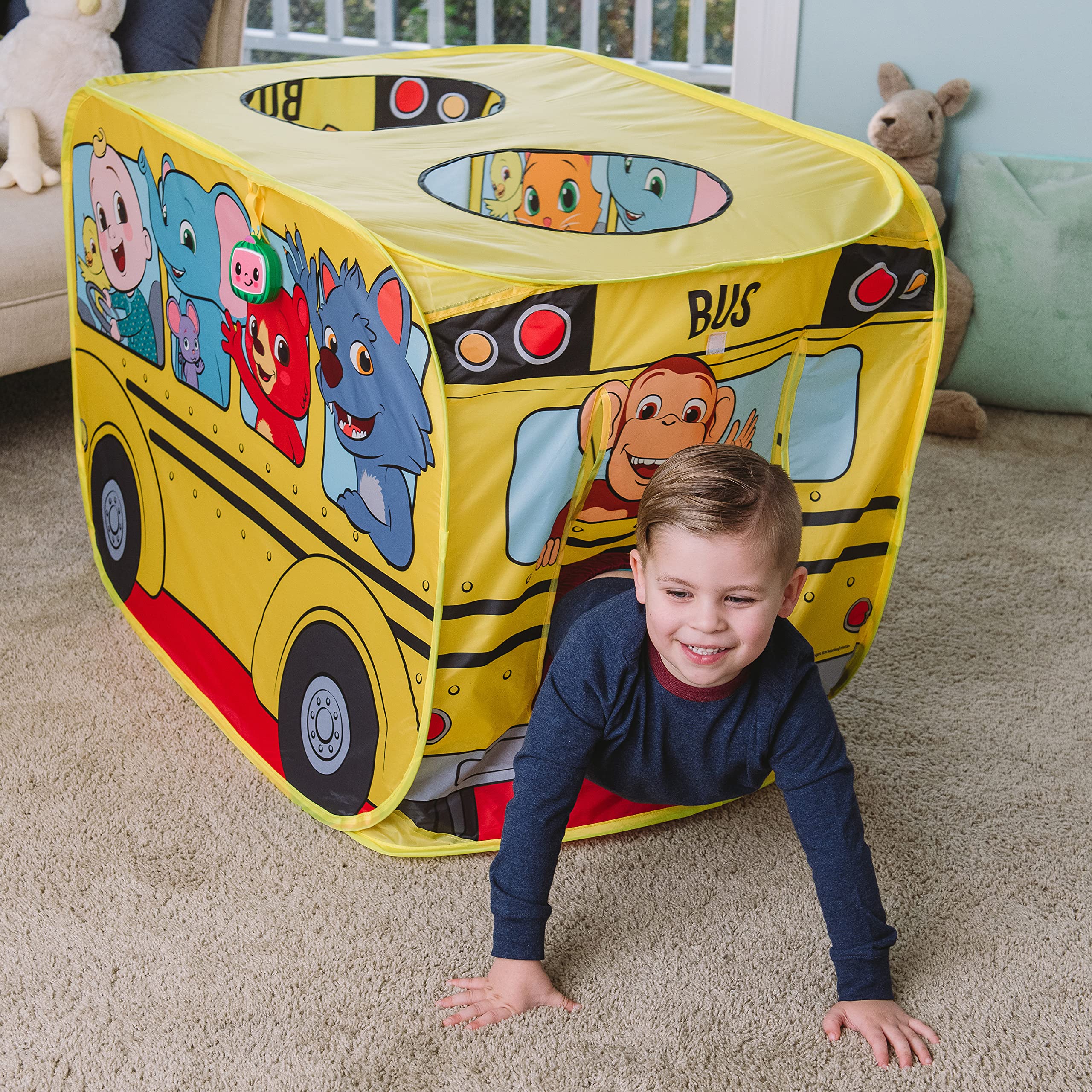 Sunny Days Entertainment Musical Yellow School Bus Pop Up Tent - CoComelon