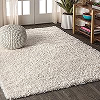 JONATHAN Y MCR106D-8 Mercer Shag Plush Indoor Area-Rug Contemporary Modern Bohemian Glam Solid Easy-Cleaning High Traffic Bedroom Kitchen Living Room, 8 X 10, Cream