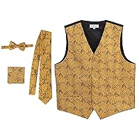 Gioberti Men's Formal 4pc Paisley Vest Necktie Bowtie and Pocket Square
