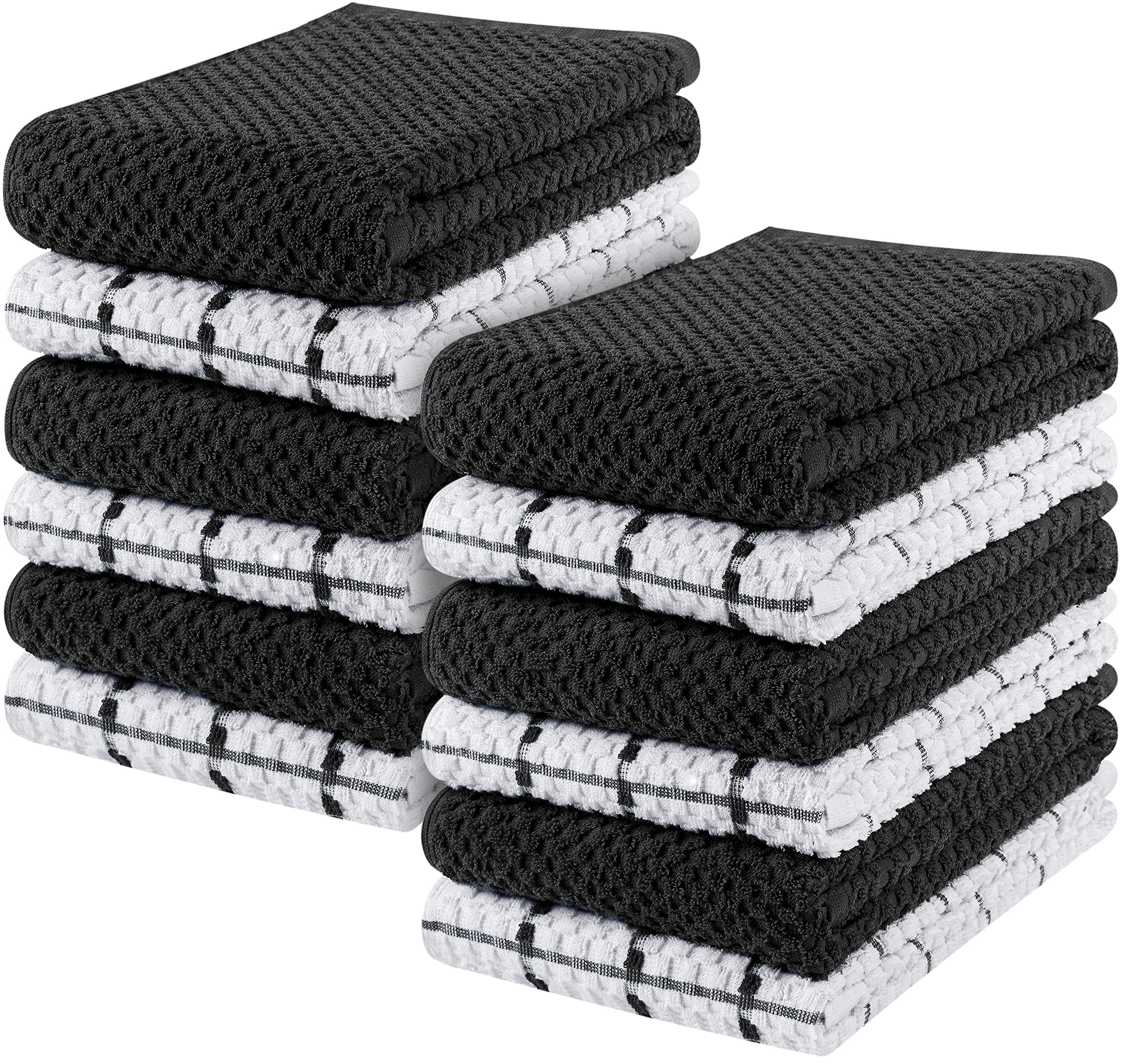 Utopia Towels Kitchen Towels [12 Pack], 15 x 25 Inches, 100% Ring Spun Cotton Super Soft and Absorbent Linen Dish Towels, Tea Towels and Bar Towels Set (Black)