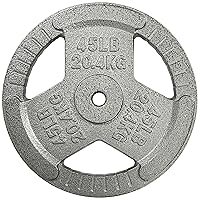 HulkFit 1 inch and 2 inch Cast Iron Weight Plate with Multi-Grip Handles and Enamel Coated for Barbells & Plate Only Strength Training - Grey