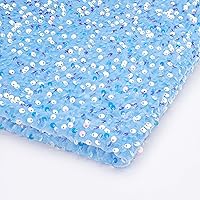 Iridescent Sequin Fabric 1 Yard Baby Blue Velvet Fabric by The Yard Shimmer Sequin for DIY Craft Sewing Stretch Cloth for Custom Dress Birthday Party
