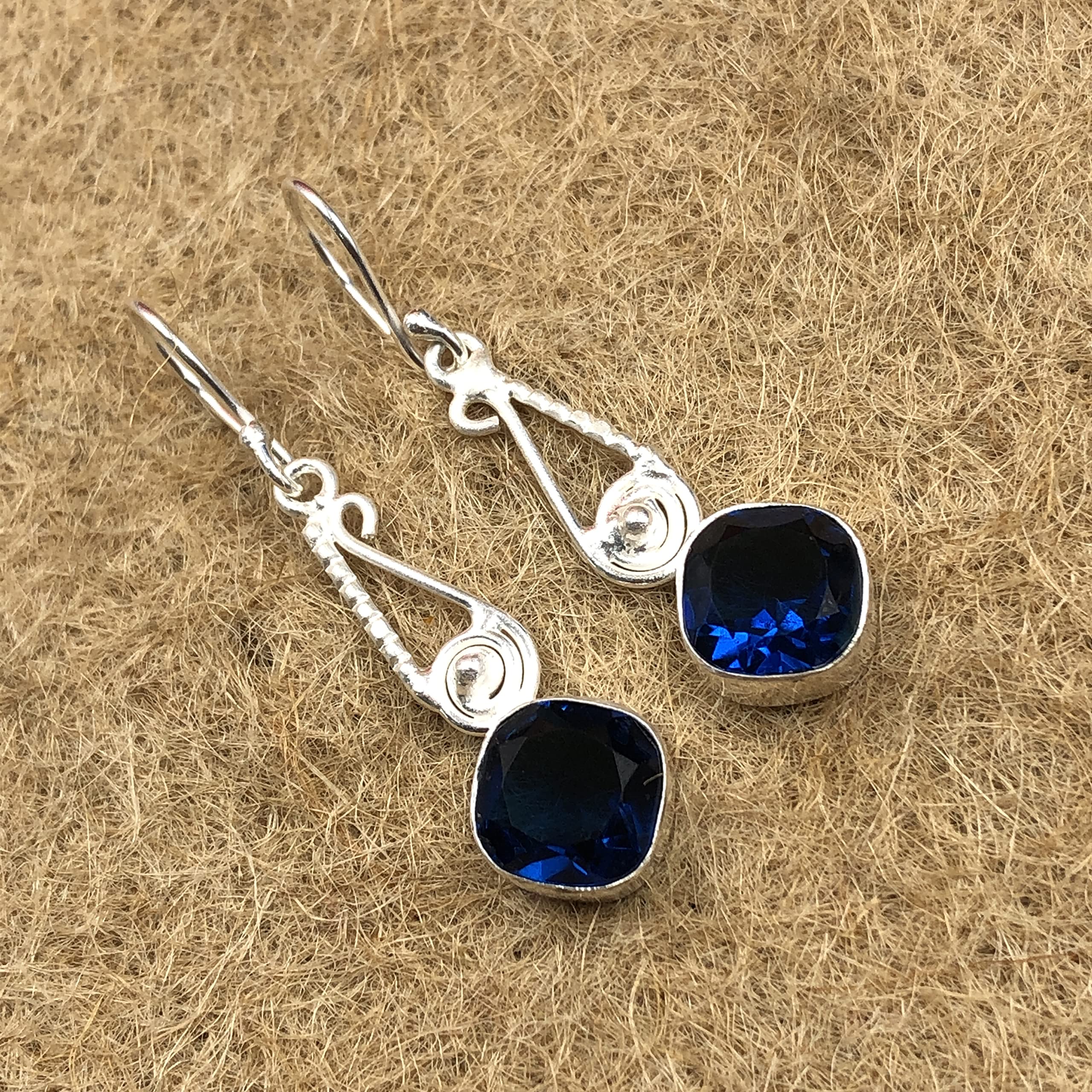 SHNAYA JEWELS Natural LONDON BLUE TOPAZ Gemstone 925 Sterling Silver Jewelry Earring,Stylish Earring For Her,Fine Jewelry,Drop & Dangle Earring,Handmade Jewelry Earring,Designer Earring ,Gemstone Earring ,Women's Designer Earrings