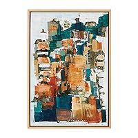 Sylvie Meteora Framed Canvas Wall Art by Leah Nadeau, 23x33 Natural, Decorative Abstract Modern Art for Wall