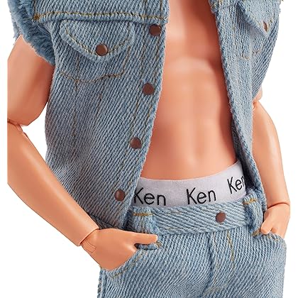 Barbie The Movie Collectible Ken Doll Wearing All-Denim Matching Set with Original Ken Signature Underwear