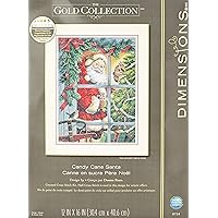 Dimensions Counted Cross Stitch Kit, Candy Cane Santa Christmas Cross Stitch, 16 Count Dove Grey Aida, 12'' x 16''