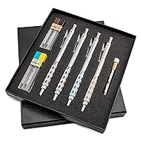 Pentel Arts GraphGear 1000 Premium Gift Set with Refill Leads & Erasers (PG1000BXSET) , Black , 0.3mm, 0.5mm, 0.7mm, 0.9mm
