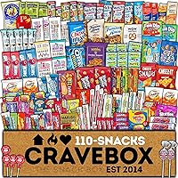 CRAVEBOX Snack Box (110 Count) Spring Finals Variety Pack Care Package Gift Basket Adult Kid Guy Girl Women Men Birthday College Student Office School