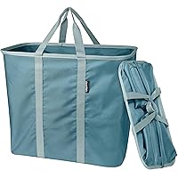 CleverMade Collapsible Laundry Caddy, Teal 2PK - 64L (17 Gal) Large Foldable Laundry Basket with Sturdy Pop-Up Wire Frame and Long Carry Handles - Space-Saving, Collapsible Laundry Basket