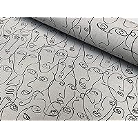 Picasso Faces Digitally Printed Fabric Furnishing Curtain Upholstery Dressmaking Cotton Material - 55 inches Wide Canvas (Sold by The Yard)