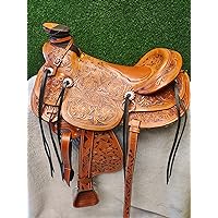 Manaal Enterprises Classic Quality Wade Tree A Fork Premium Western Leathe Roping Ranch Work Equestrian Horse Saddle Size 10