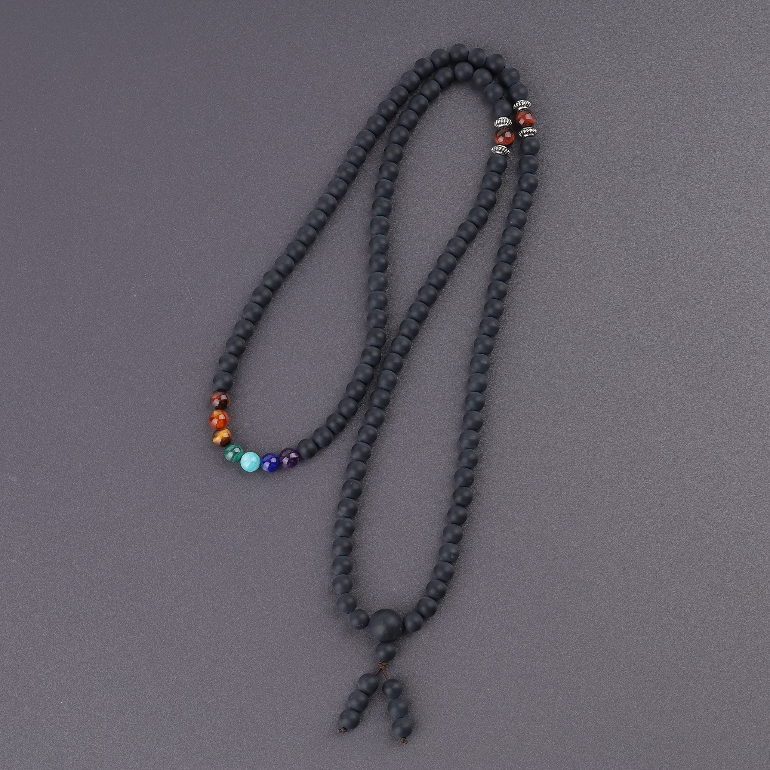 COAI 108 Japa Mala 7 Chakra Stone Wrap Bracelet Necklace