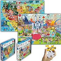 Think2Master Colorful United States Map 100 pieces & Amusement Park 100 pieces Jigsaw Puzzle. Fun educational toy for kids, school & families. Great gift for boys & girls ages 4+ to stimulate learning